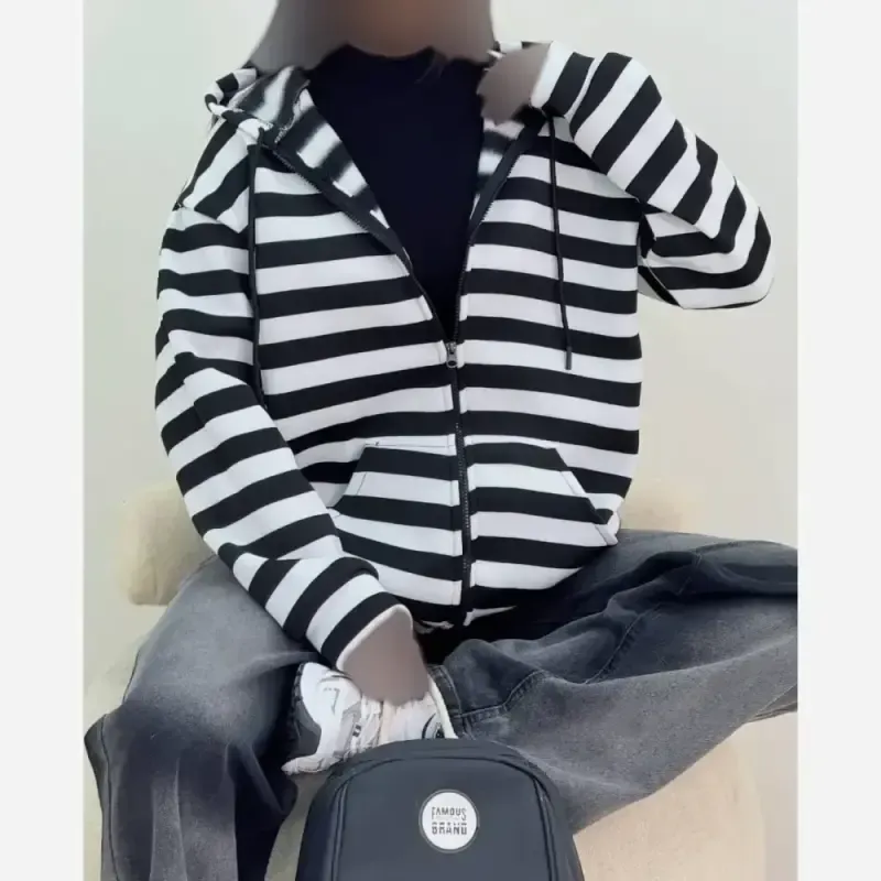 سویشرت راه راه دورس اسپان داخل کرکی فری سایز مزونی