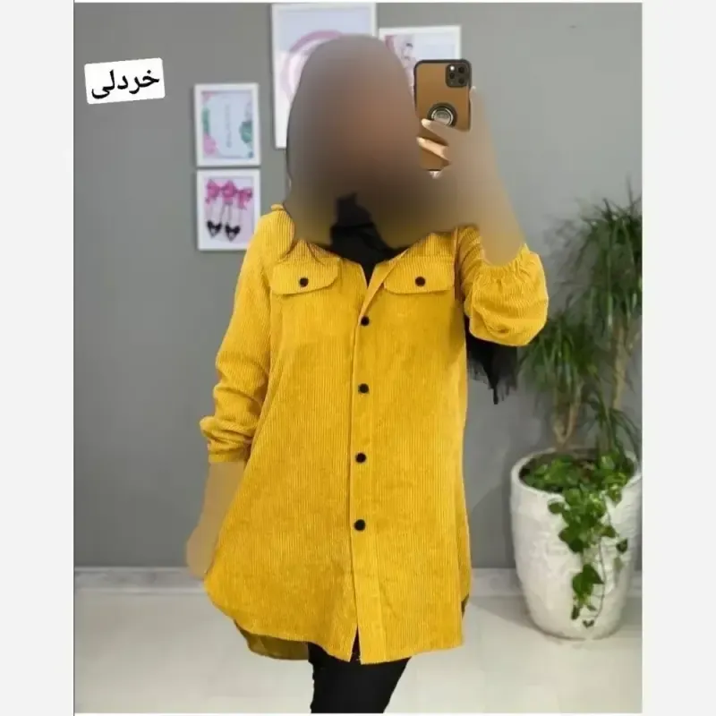 مانتو مخمل کبریتی پاییزه سامیه فری سایز دکمه دار