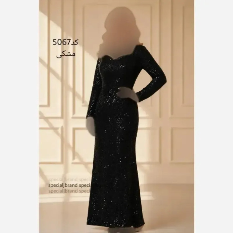 ماکسی مجلسی حریر سنگکاری شده قد 150 کمربنددار رنگ مشکی و سبز روشن سایز بزرگ