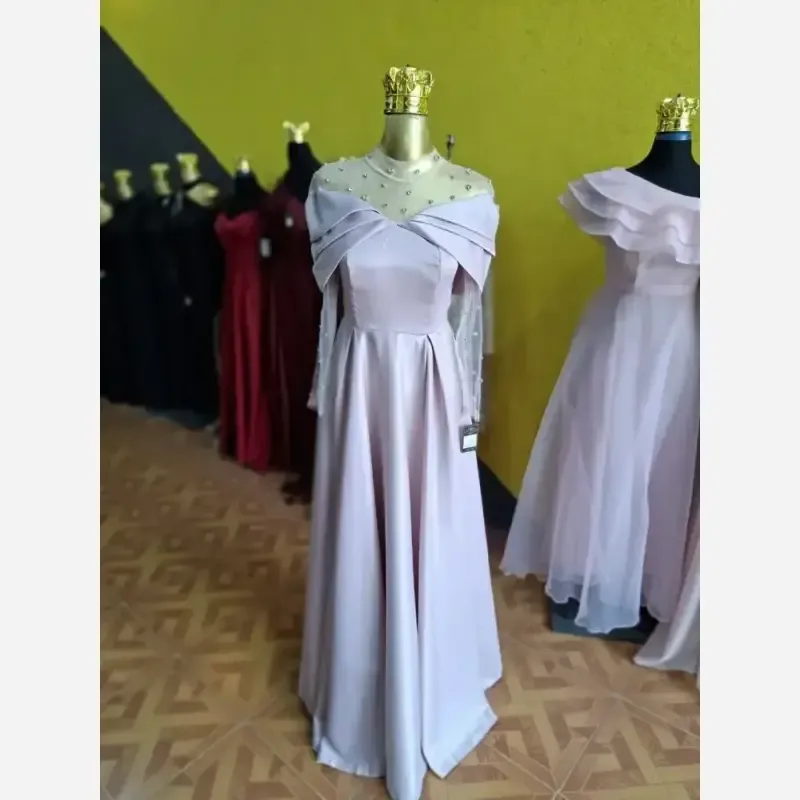 ماکسی مجلسی ساتن آمریکایی و تور نگیندوبی سایز 38 تا 50