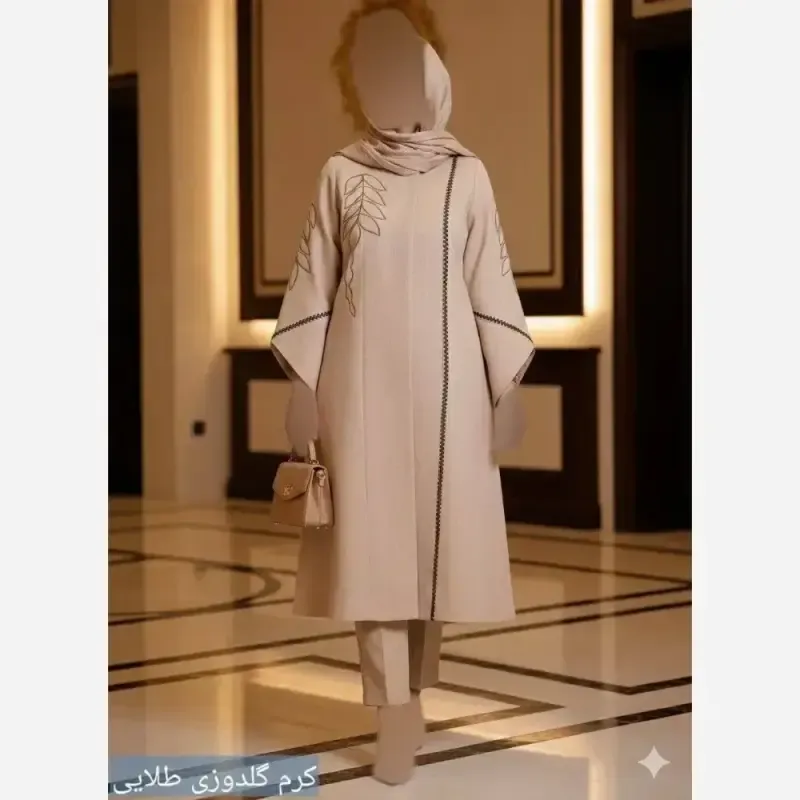 مانتو گلدوزی شده مدل رویسا جنس شانتون اسلپ درجه یک