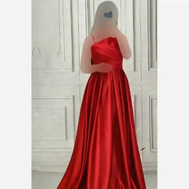 پیراهن زنانه نورا جنس ساتن آمریکایی قد 150 سایز 38 تا 48