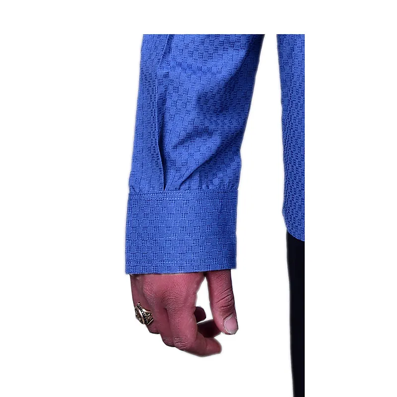 پیراهن مردانه آستین بلند چهارخانه تترون و ویسکوز دوجیب رگولار فیت