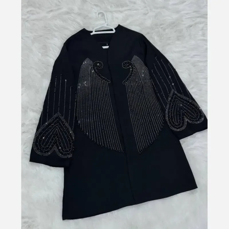 کت مجلسی قلب شانتون اندونزی مشکی نگین کوبی و مروارید کوبی شده