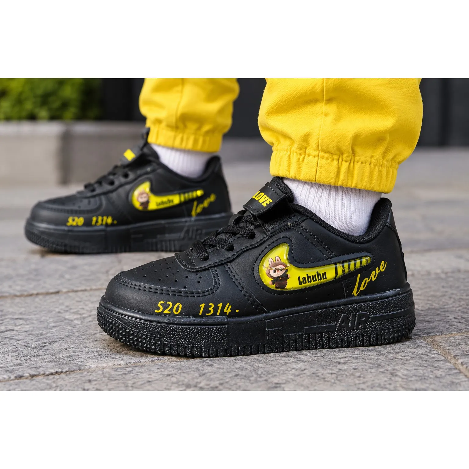 کفش اسپرت بچگانه پسرانه مشکی زرد نایک دراگون آکواریومی