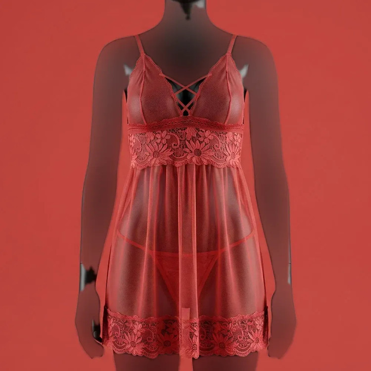 ست لباس خواب و شورت زنانه تور تک سایز